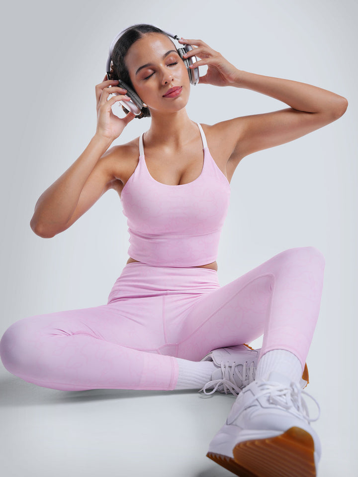 Pink Bow Cross Back Sports Bra