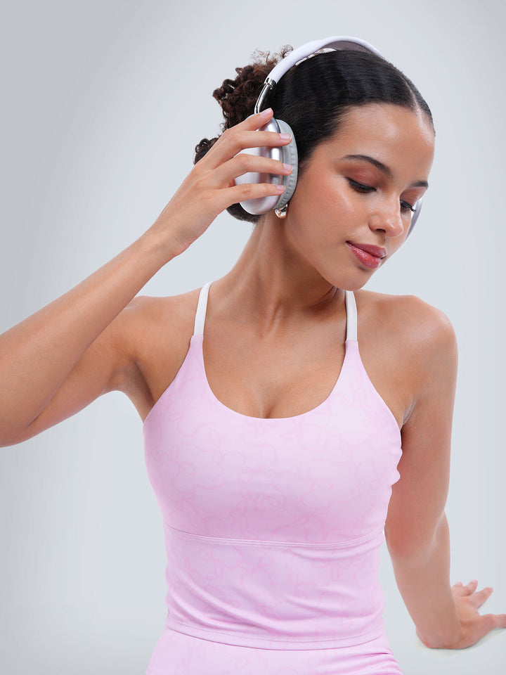 Pink Bow Cross Back Sports Bra