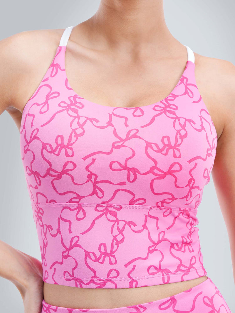 Fuchsia Bow Cross Back Sports Bra