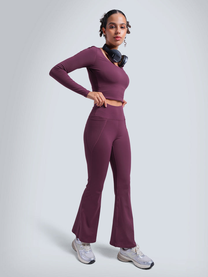 Burgundy Sculpt Bootcut Leggings