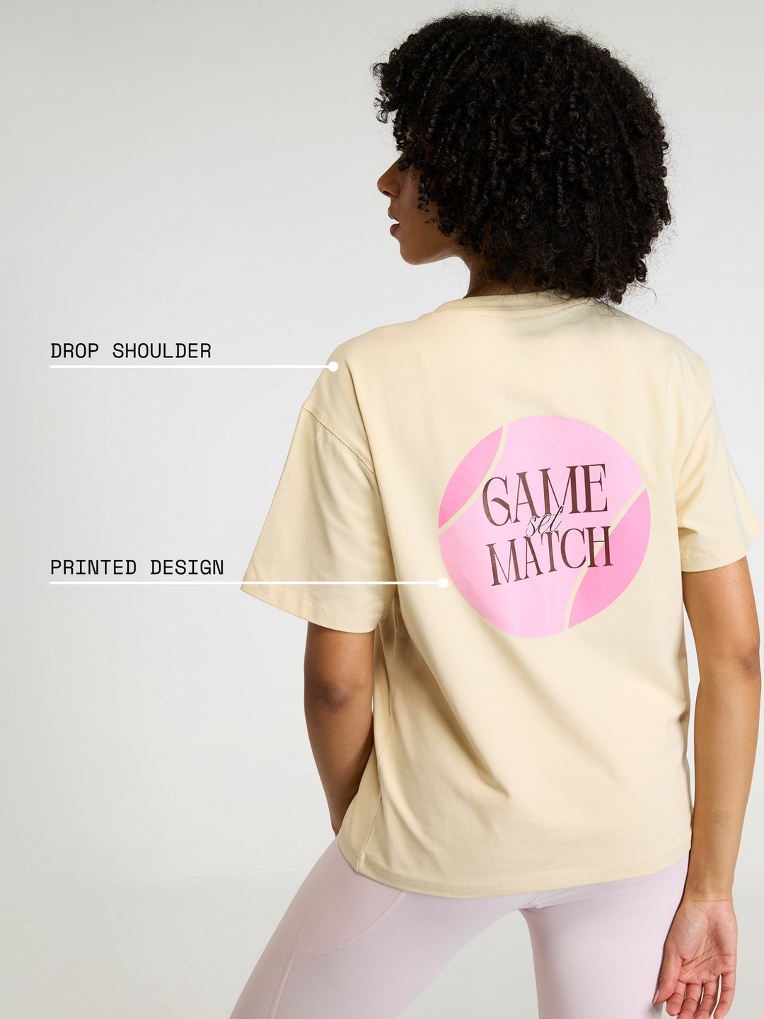 Cream Serve Side Oversized Printed Tee - Women