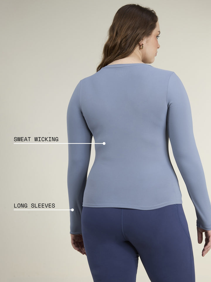 Storm Blue Sculpt V-Neck Top