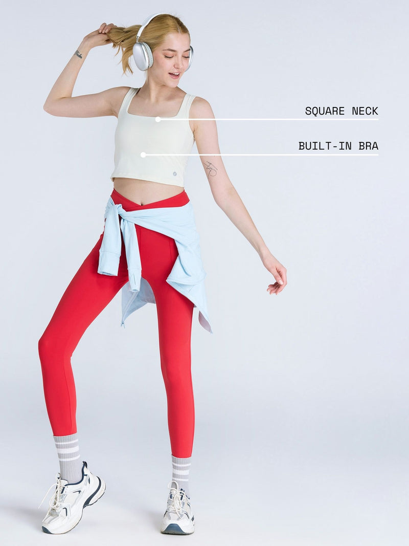 Ivory Striped Back Crop Tank