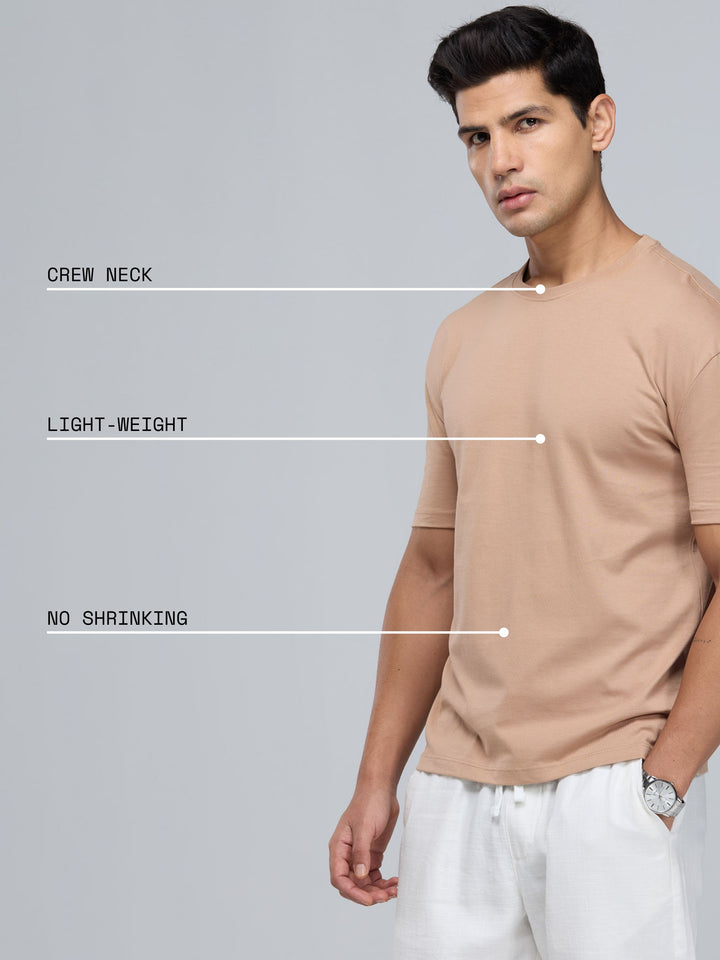 Beige Supima Crew Neck T-shirt