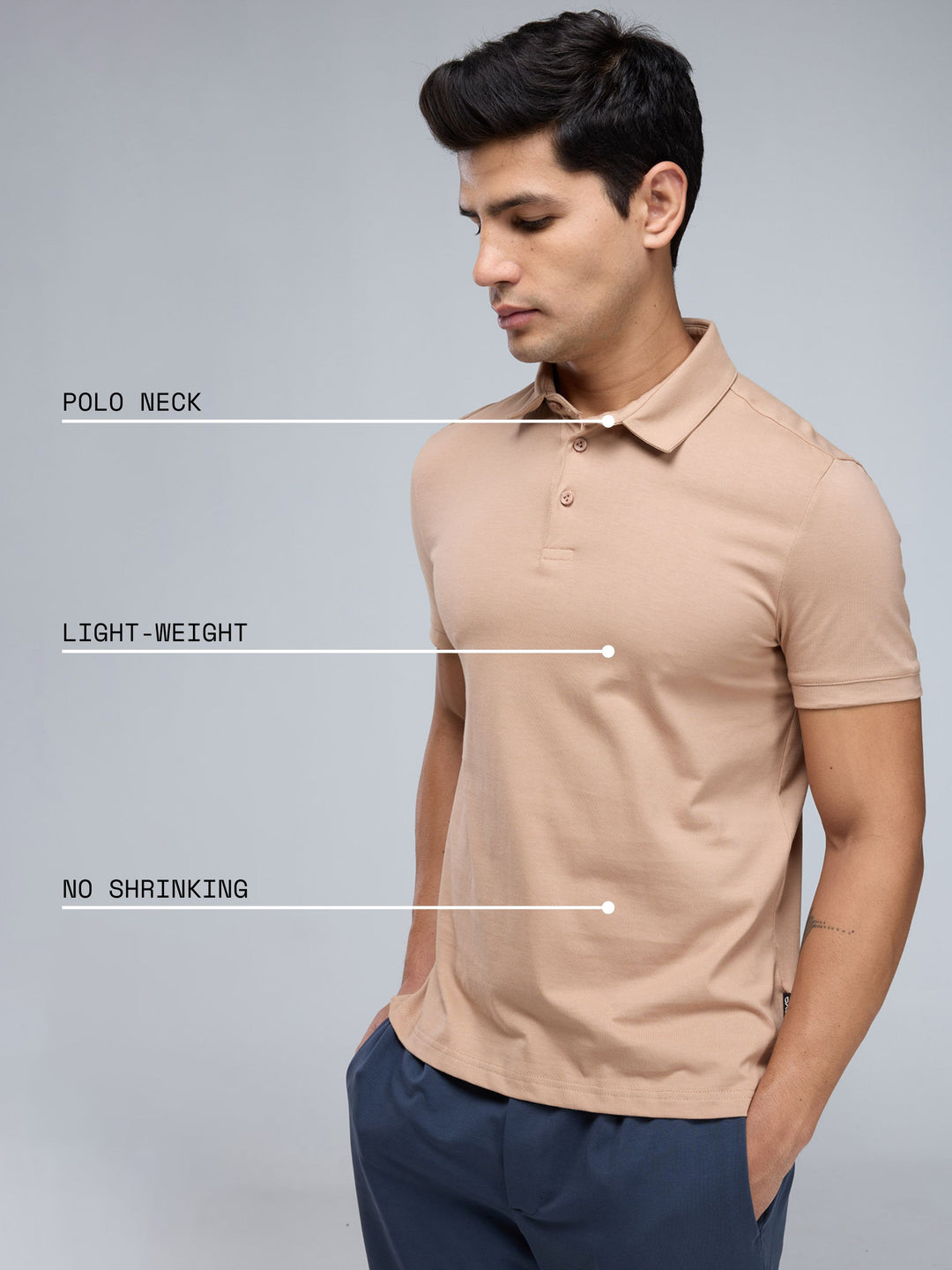 Beige Supima Polo T-shirt