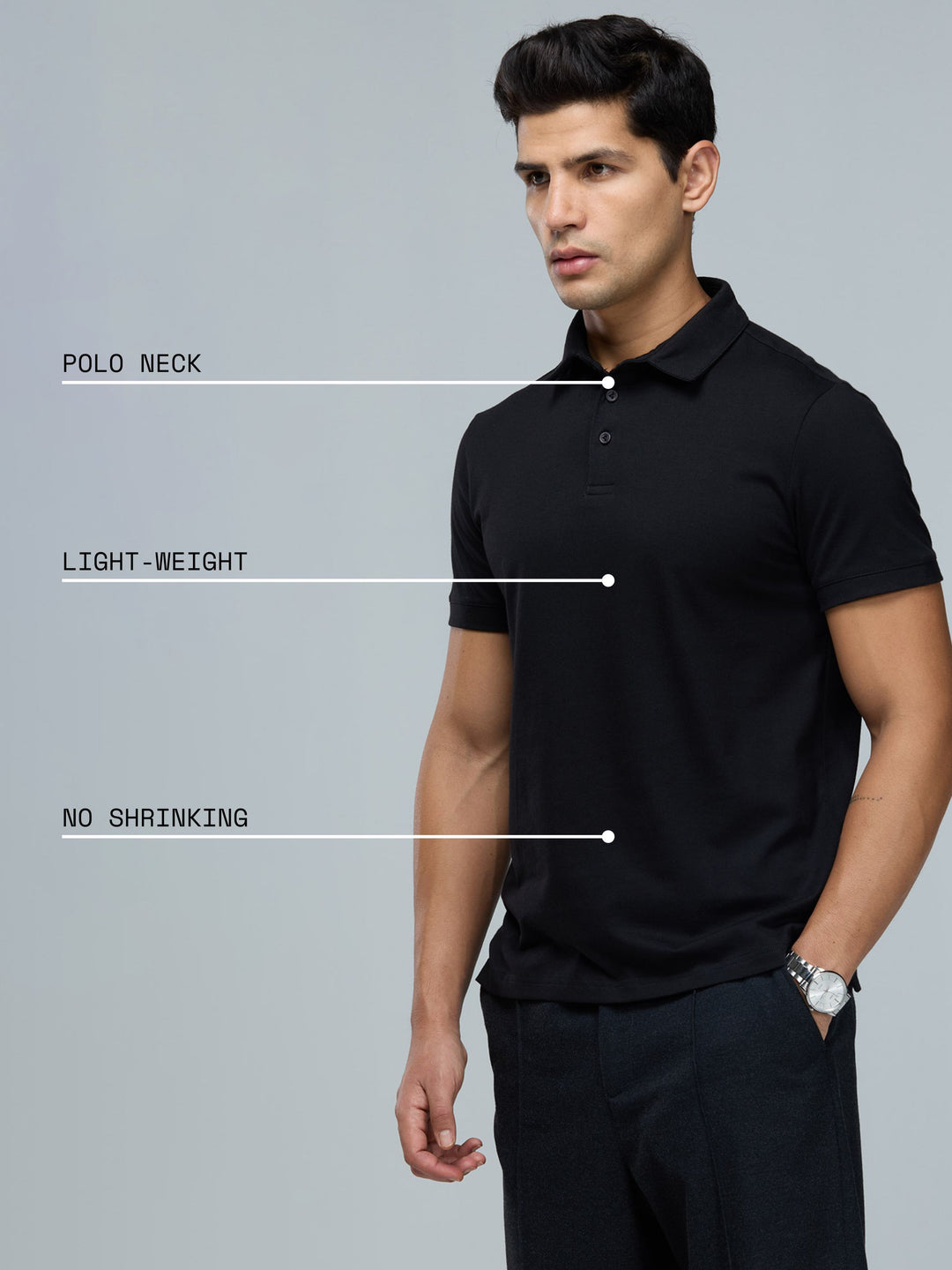 Black Supima Polo T-shirt