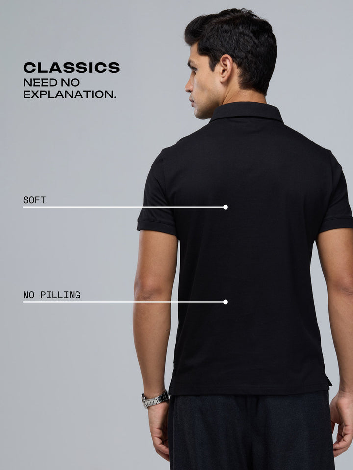 Black Supima Polo T-shirt