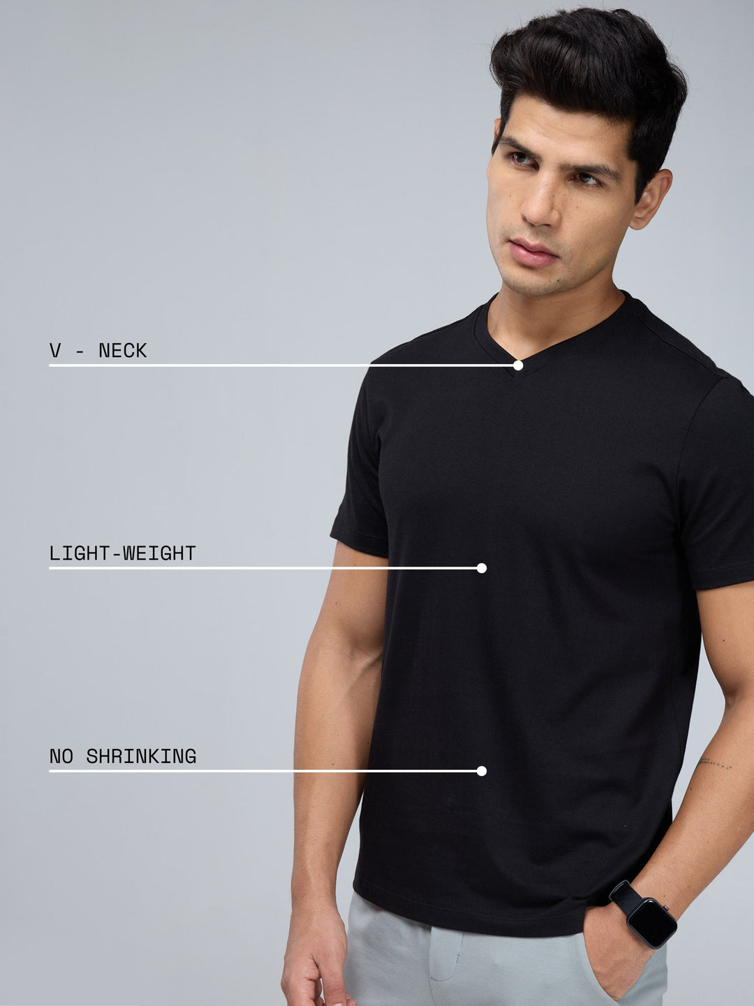 Black Supima V Neck T-shirt