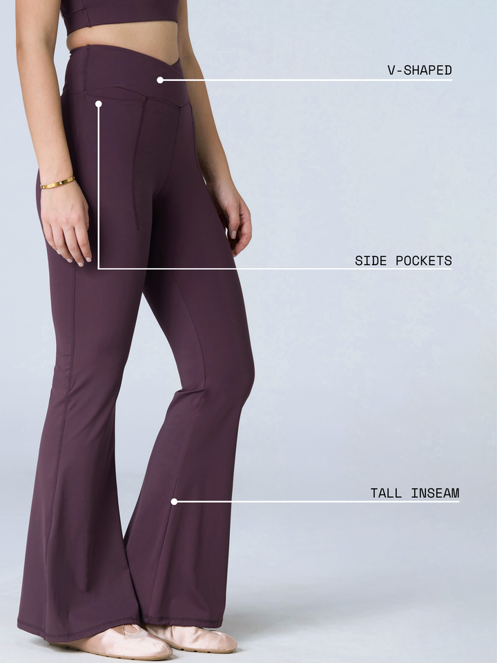 Wine Tall Hourglass Flared Leggings