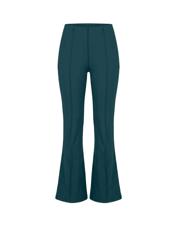 Green Pintuck Flared Pants