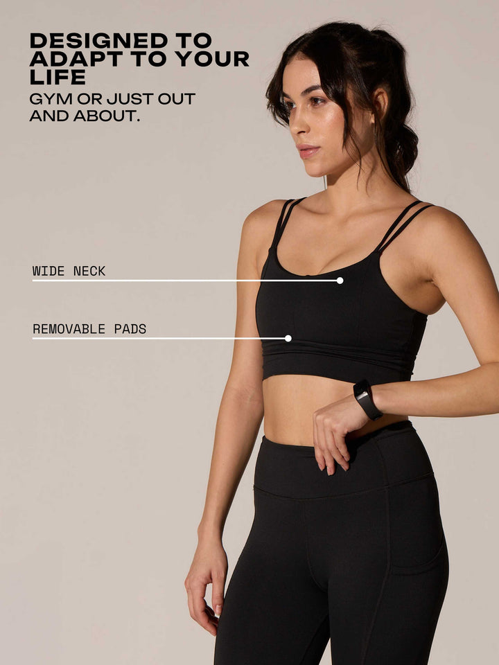 Black Twin Strap Sports Bra