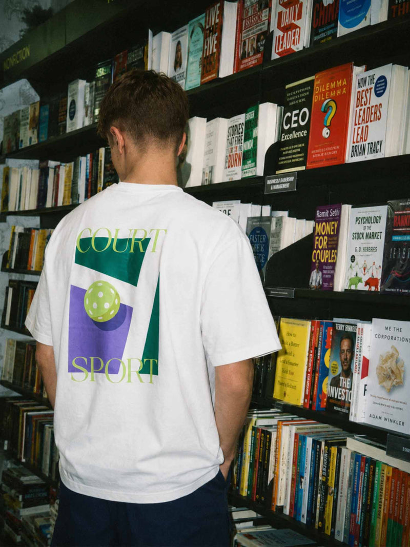 White Pickleball Oversized Printed Tee - Men