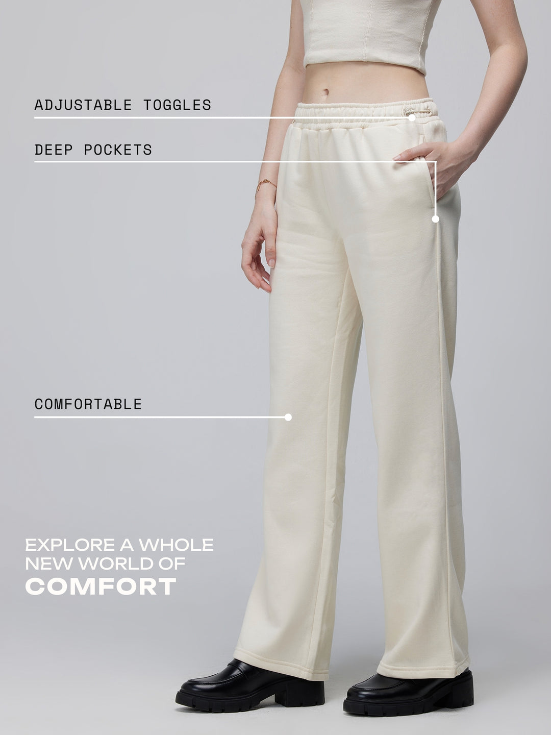 Ivory Relaxed Wide Leg Pants