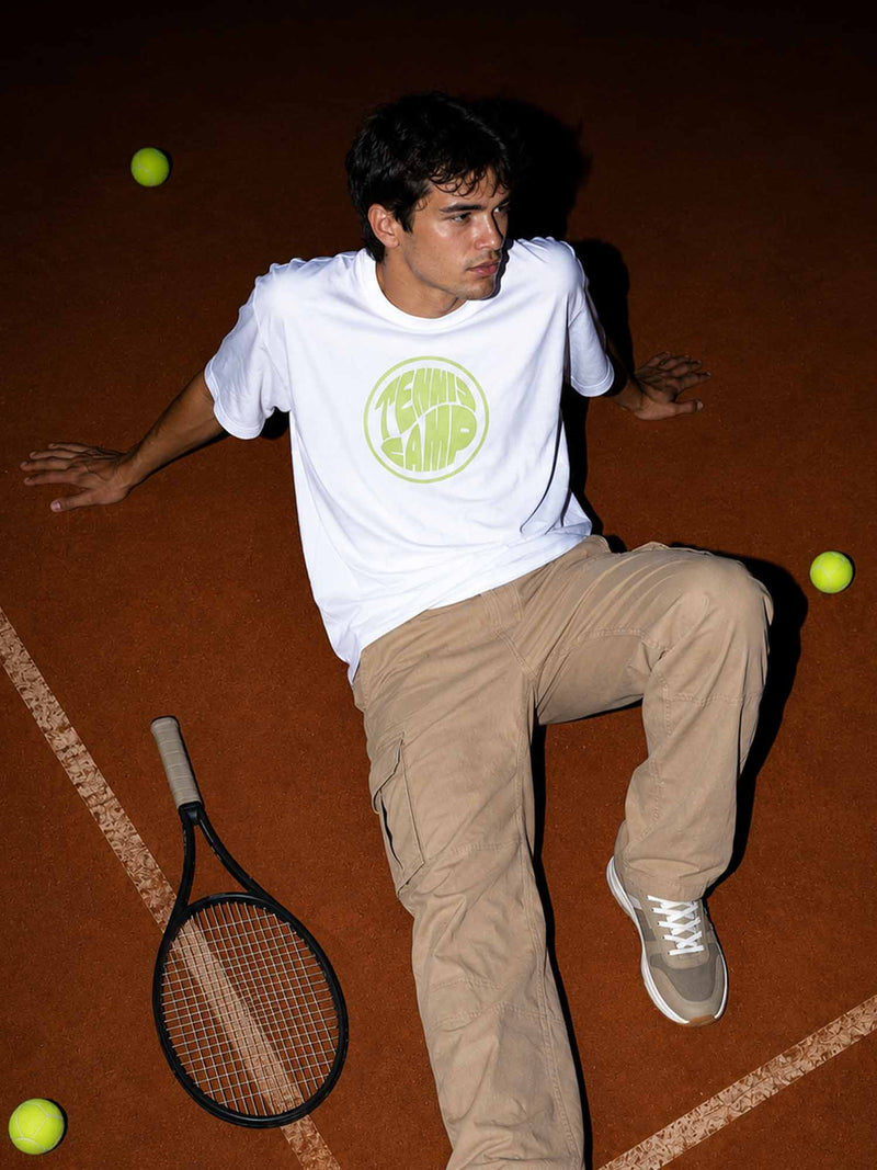 White Tenniscore Oversized Printed Tee - Men