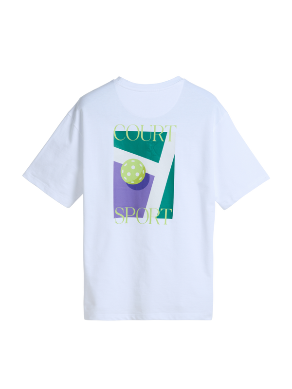 White Pickleball Oversized Printed Tee - Men