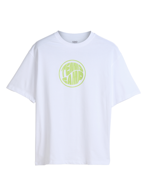 White Tenniscore Oversized Printed Tee - Men