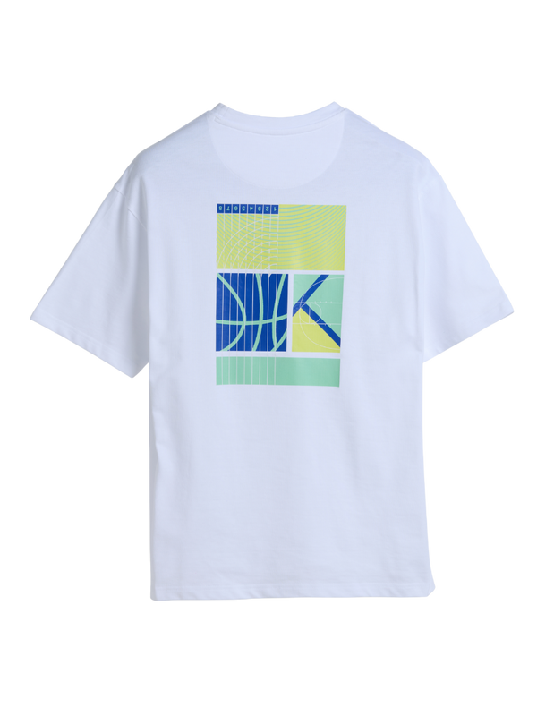 White Trackline Oversized Printed Tee - Men