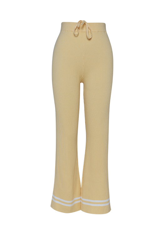 Yellow Rib-knit Trousers