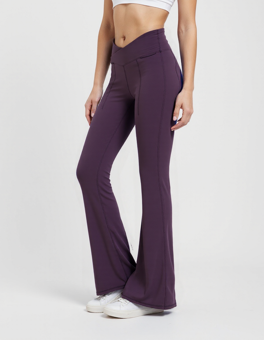 Wine Extra Tall Hourglass Flared Leggings