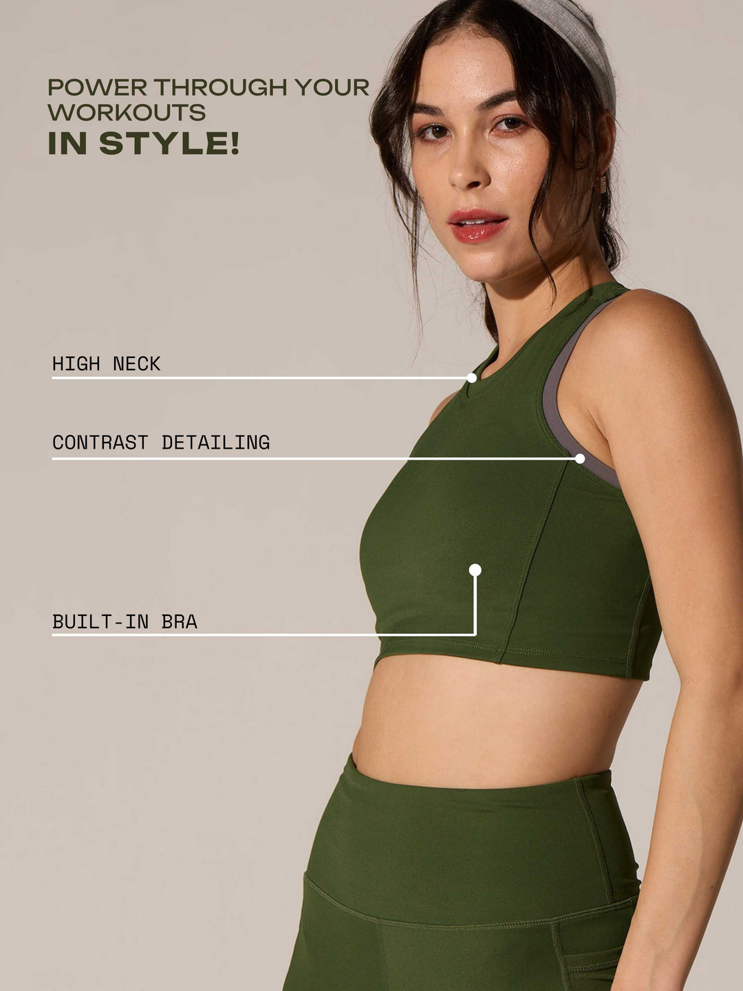 Olive In-Vest Sports Bra