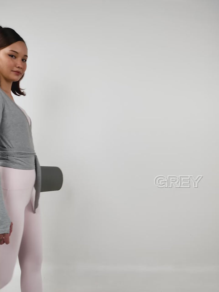 Grey Cotton Wrap Top