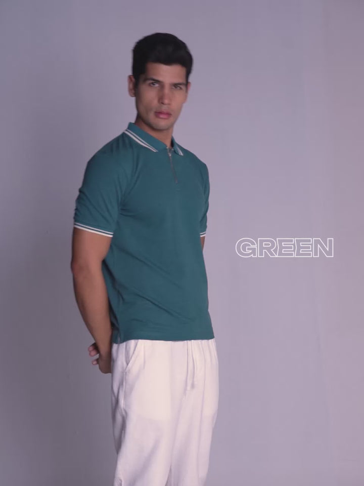 Green Urban Zipper Polo