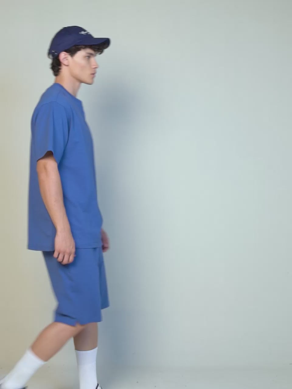 Blue Cotton Leisure Shorts