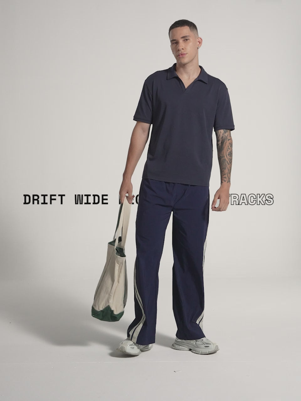 Navy Drift Wide Leg Tracks - Men