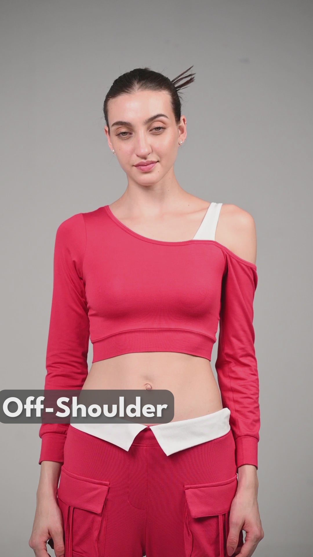 Red Whirl One Shoulder Top