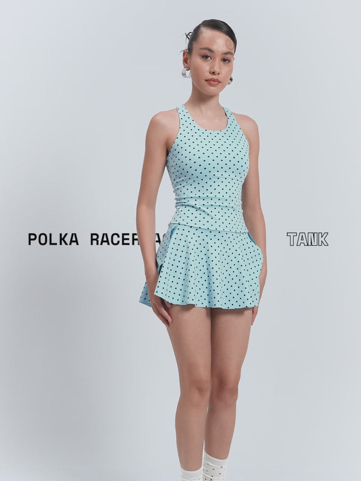 Blue  Polka Racerback Tank