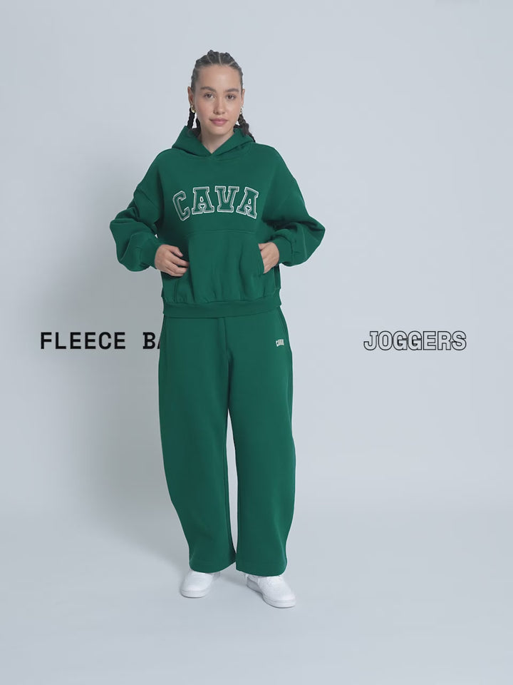 Dark Green Fleece Barrel Joggers