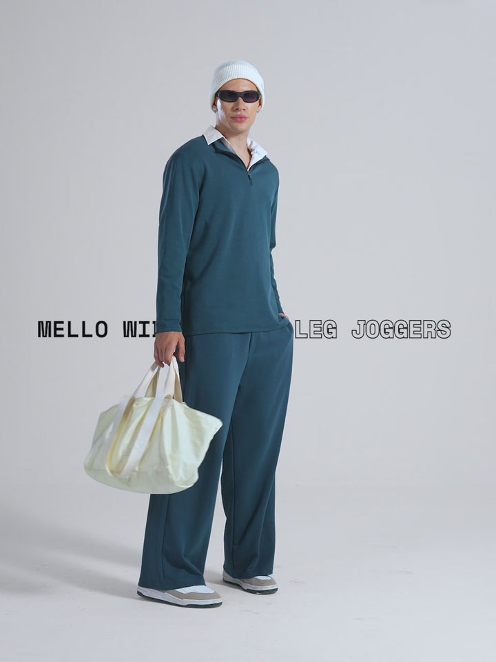 Petrol Blue Mello Wide Leg Joggers - Men