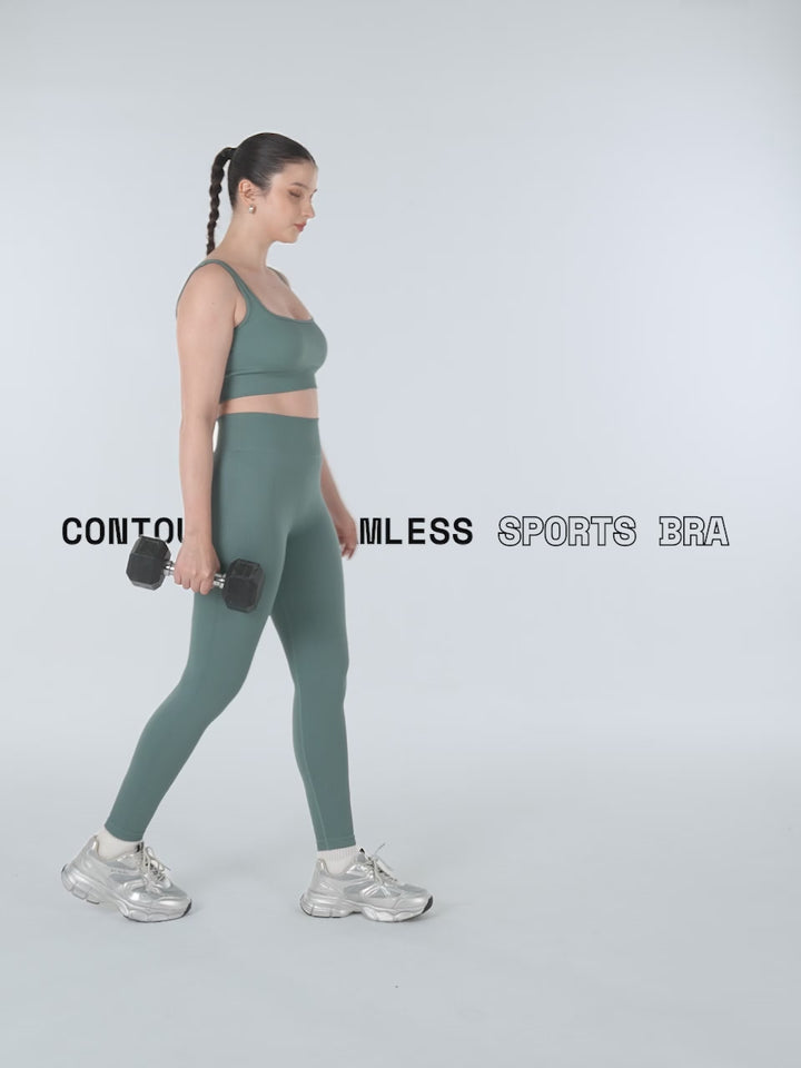 Slate Blue Contoured Seamless Sports Bra