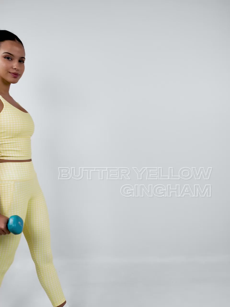 Butter Yellow Gingham Cross Back Sports Bra