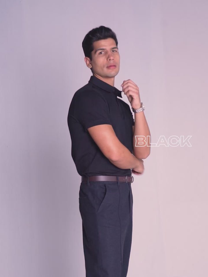 Black Supima Polo T-shirt