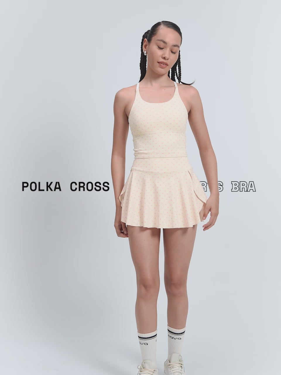 Ivory Polka Cross Back Sports Bra