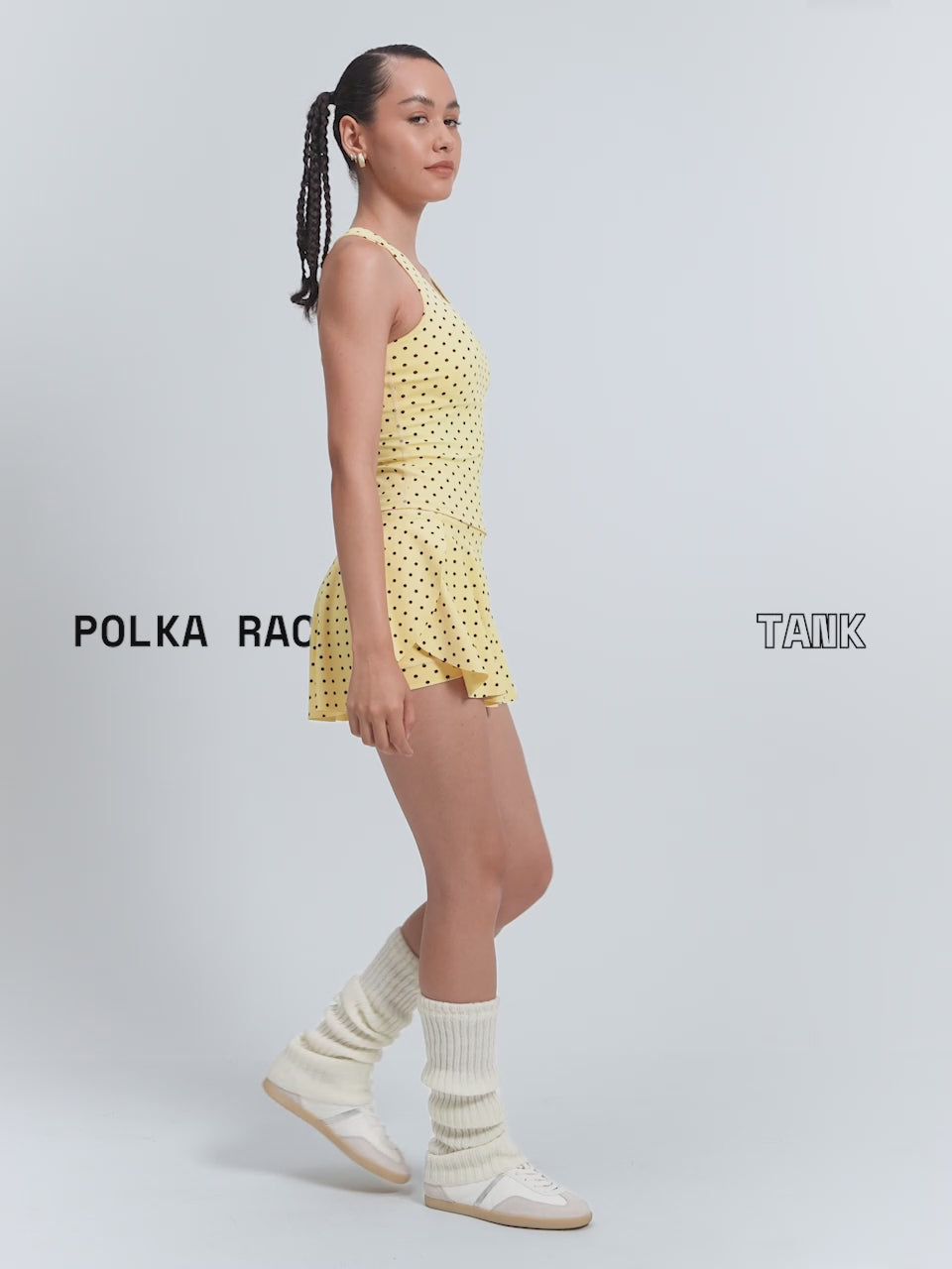 Butter Yellow Polka Racerback Tank