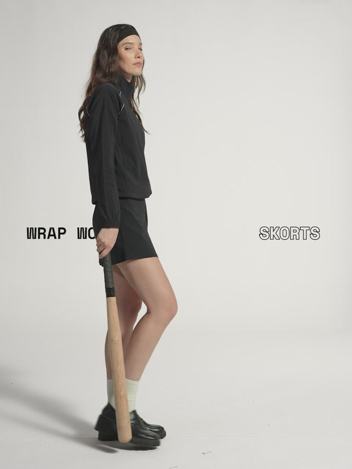 Black Wrap Woven Skorts