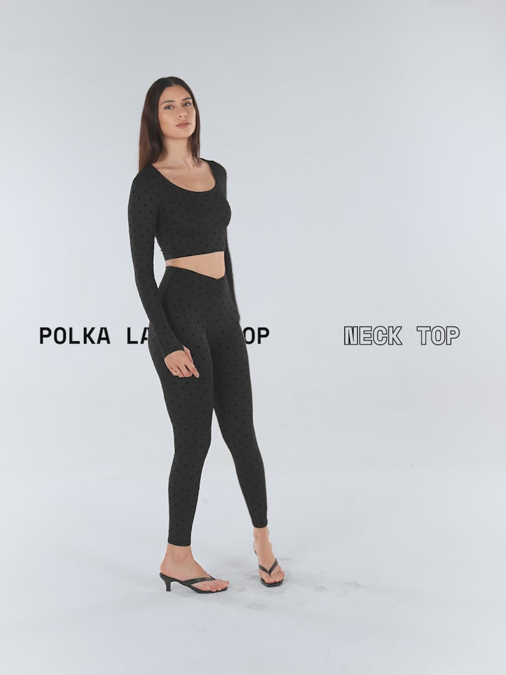 Black Polka Lace Scoop Neck Top