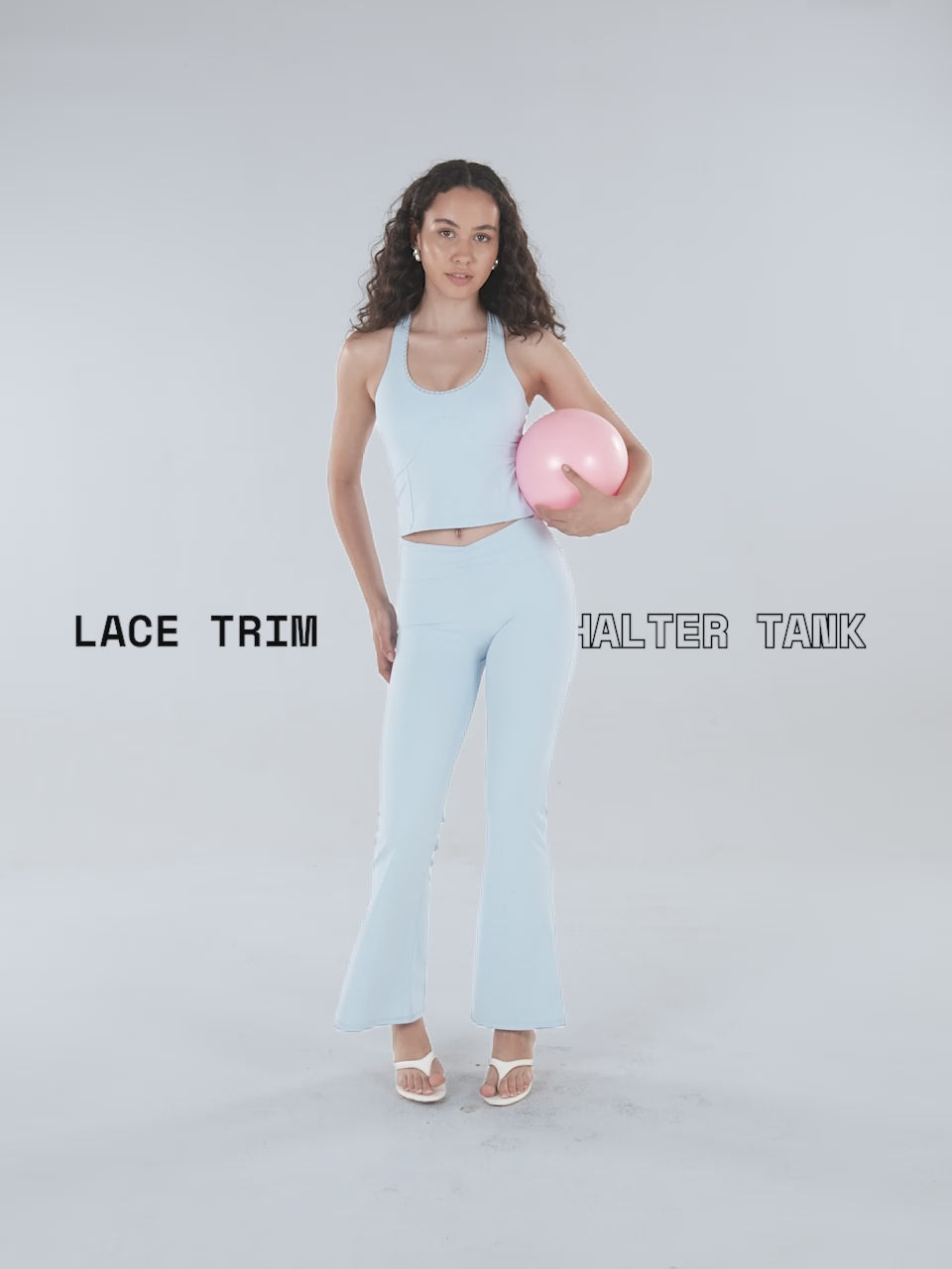 Blue Lace Trim Halter Tank