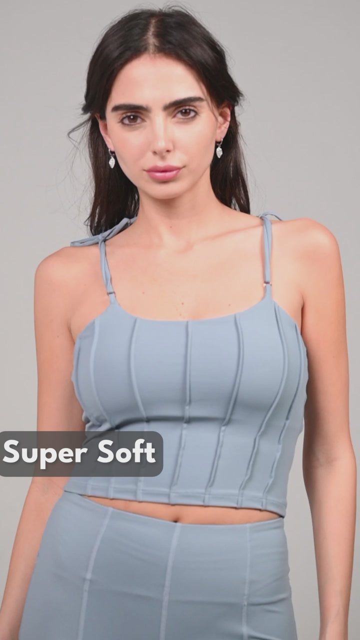 Dusty-Blue Knot-It Corset Top