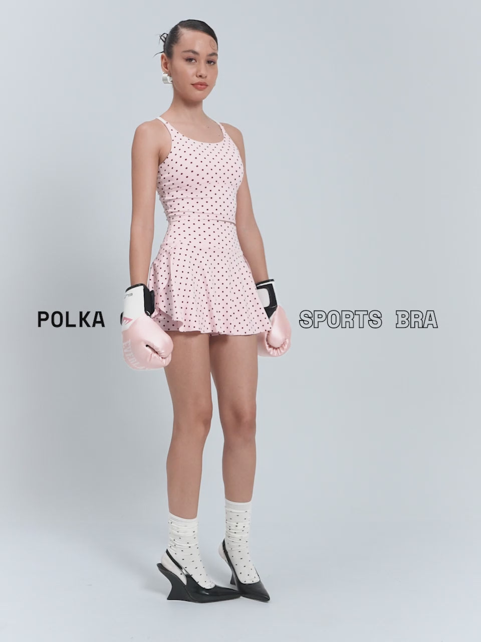 Blush Polka Cross Back Sports Bra