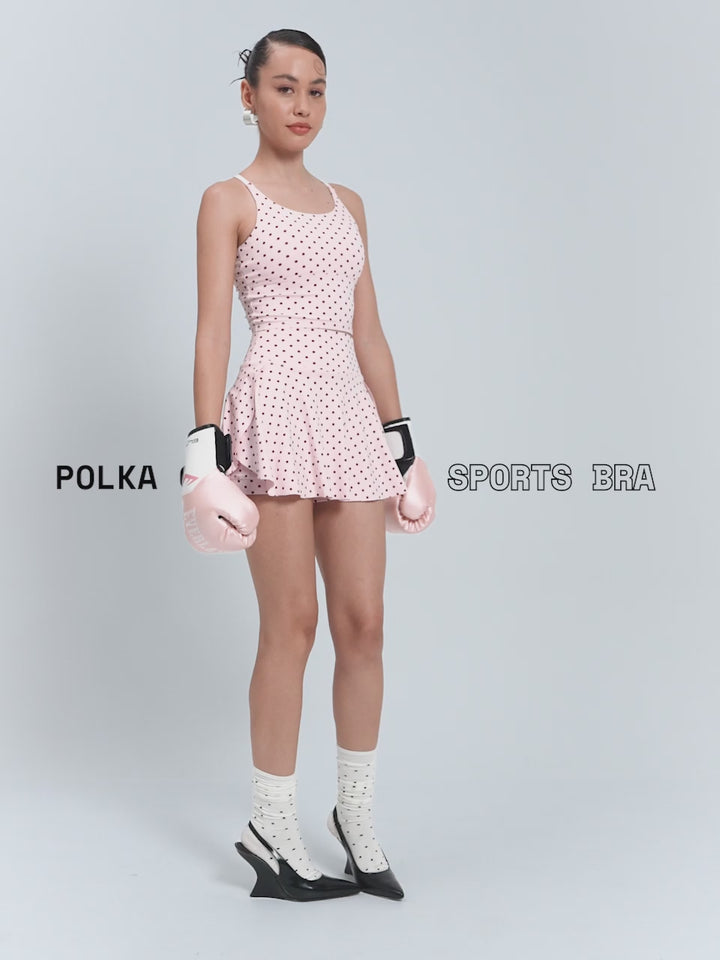 Blush Polka Cross Back Sports Bra