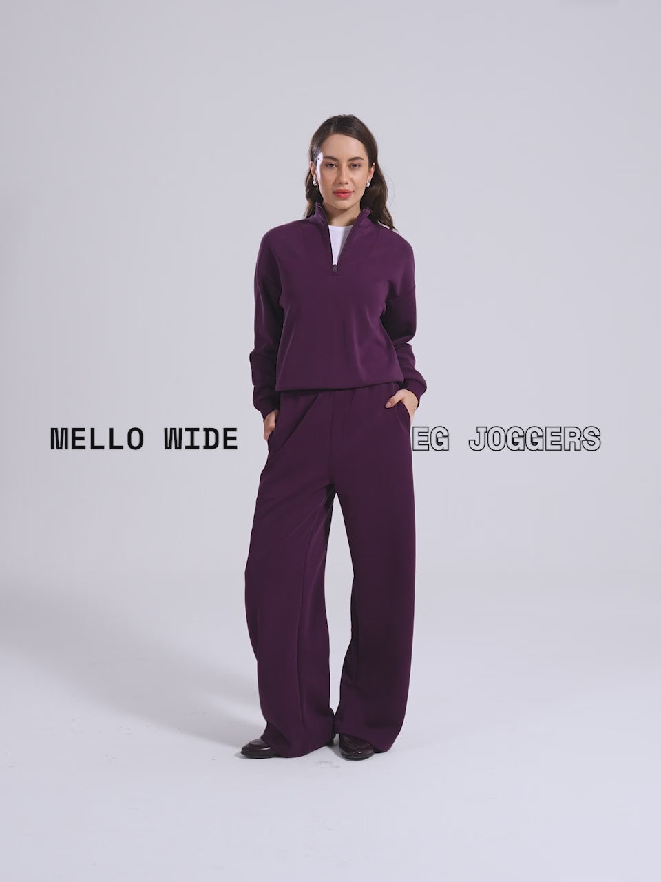 Grape Mello Wide Leg Joggers - Women