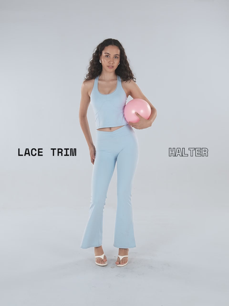Blue Lace Trim Halter Tank