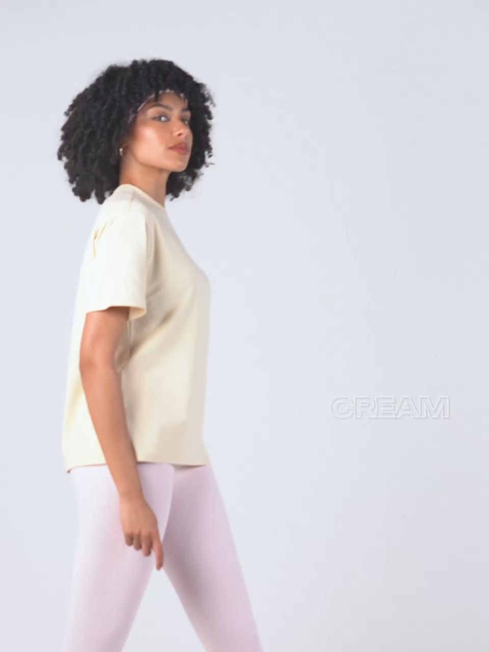 Cream Serve Side Oversized Printed Tee - Women