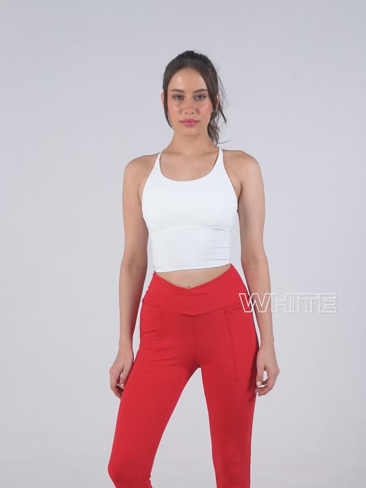 White Cross Back Sports Bra