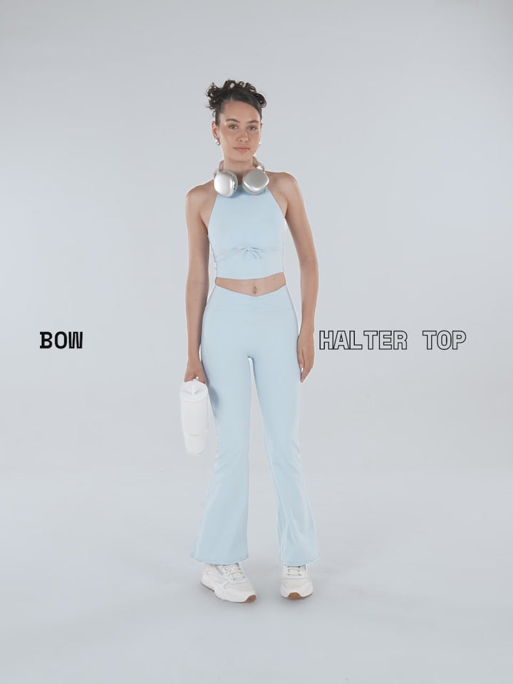 Blue Bow Halter Top