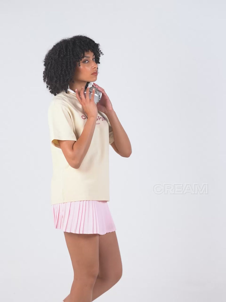 Cream Love All Oversized Printed Tee - Women