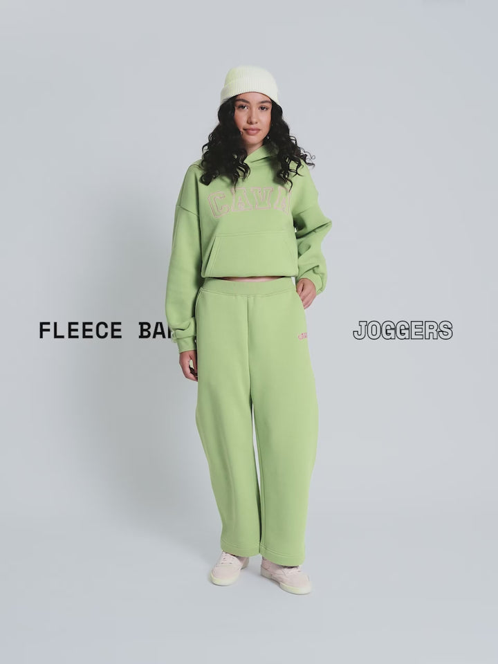 Light Green Fleece Barrel Joggers